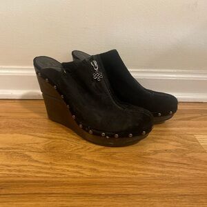 Black Wedge Mules